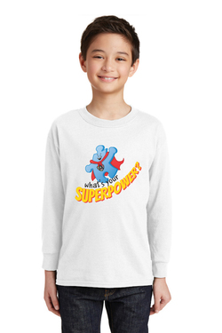 Image of What's your superpower - Gildan® Youth Heavy Cotton™ 100% Cotton Long Sleeve T-Shirt