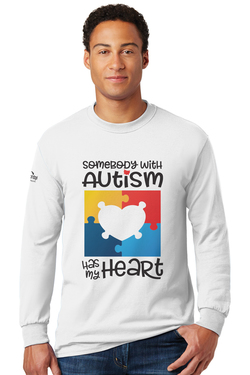Image of Somebody With Autism Has My Heart - Gildan Softstyle® Long Sleeve T-Shirt