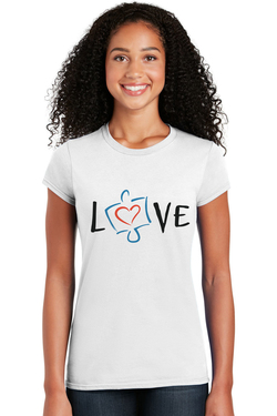 Image of Love, Autism Awareness -  Gildan SoftStyle® Ladies' Short Sleeve T-Shirt
