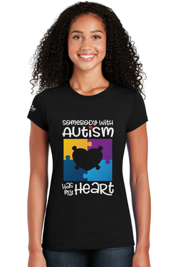 Image of Somebody With Autism Has My Heart - Gildan SoftStyle® Ladies' Short Sleeve T-Shirt
